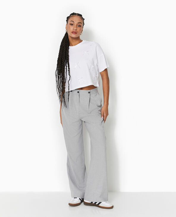 T-shirt court avec nœuds blanc - Pimkie