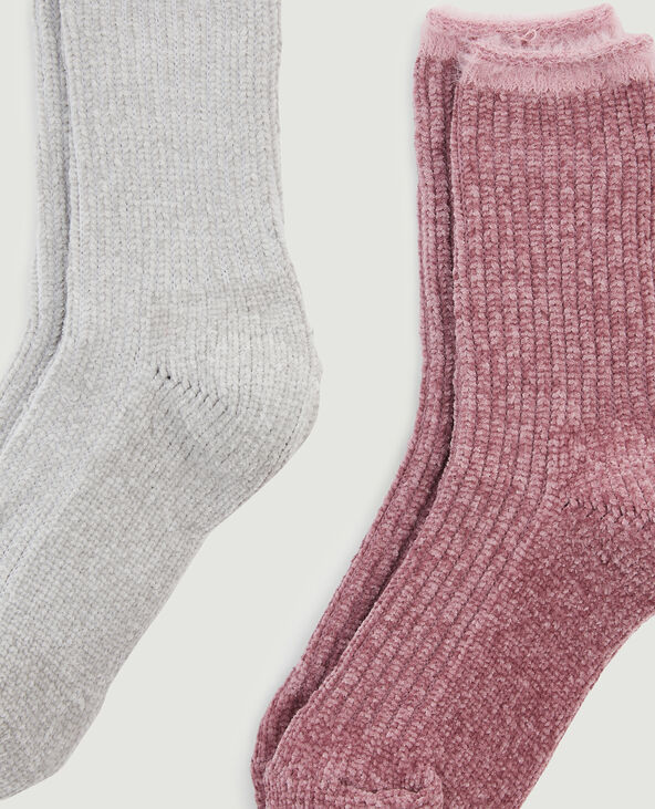 Lot de 2 paires de chaussettes chenille rose - Pimkie