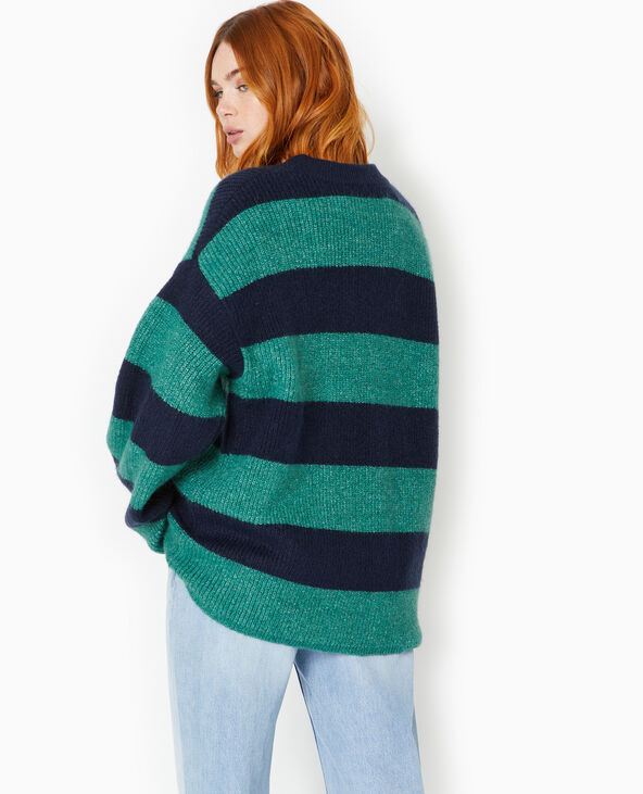 Pull oversize en maille rayée bleu marine - Pimkie
