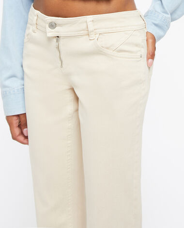 Jean flare bootcut taille basse zip apparent beige - Pimkie