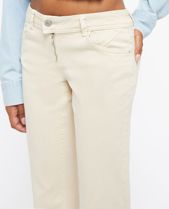 Jean flare bootcut taille basse zip apparent beige - Pimkie