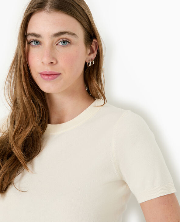 Pull manches courtes en maille fine blanc - Pimkie