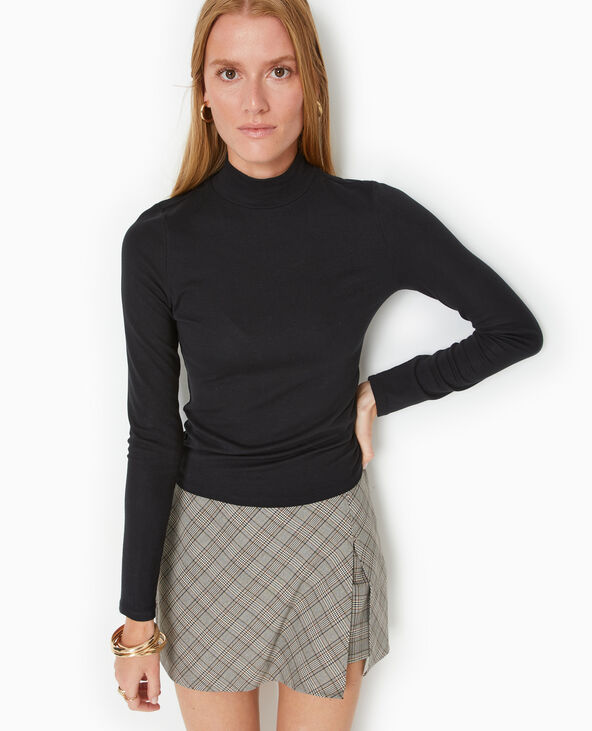 Top manches longues col montant noir - Pimkie