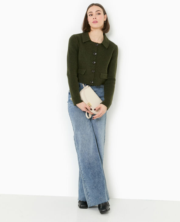 Gilet court avec col vert kaki - Pimkie
