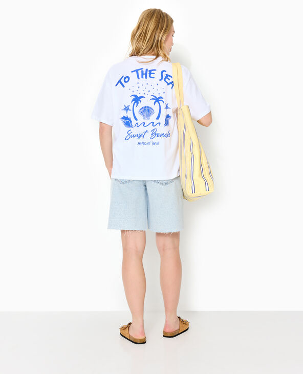 T-shirt oversize avec print poitrine et dos blanc - Pimkie
