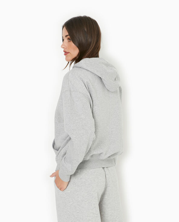Sweat zippé avec capuche gris chiné - Pimkie
