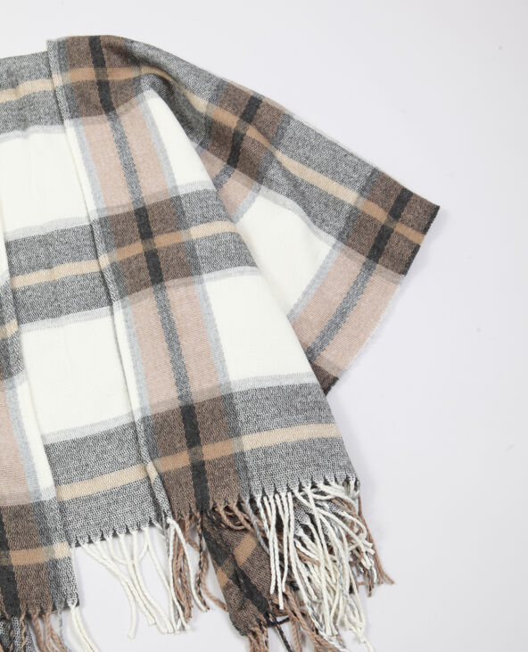 Poncho à franges blanc - Pimkie