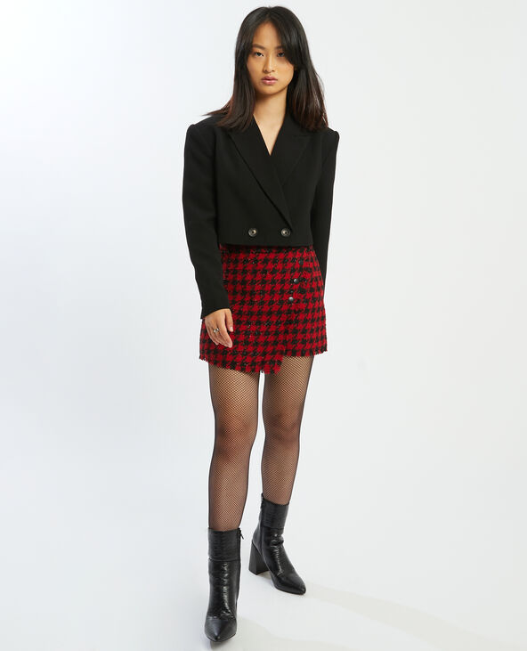 Jupe short effet tweed motif pied de poule