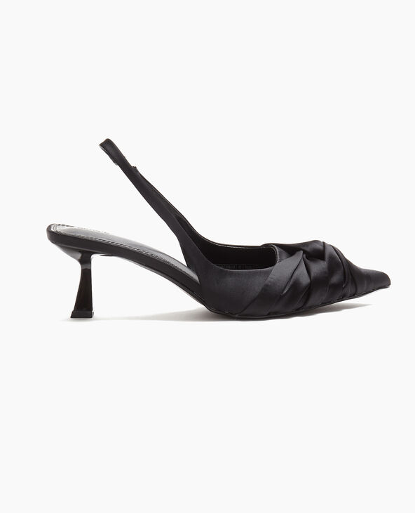 Escarpins en satin bouts pointus talons ouverts  noir - Pimkie