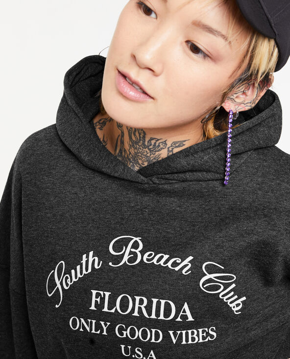 Sweat cropped avec capuche gris foncé - Pimkie