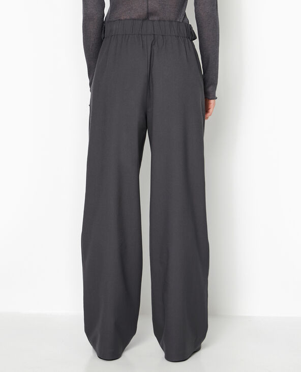 Pantalon large avec sangles à la taille gris foncé - Pimkie