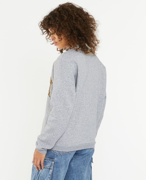 Sweat col rond avec print gris chiné - Pimkie