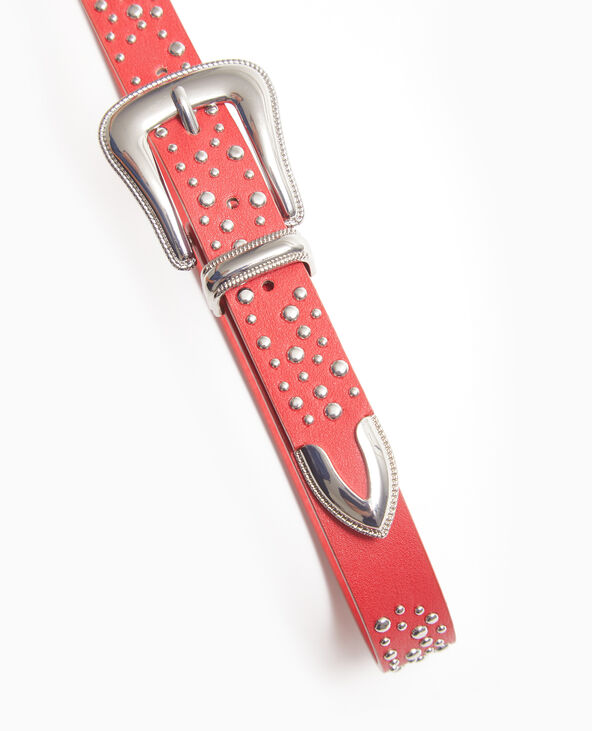Ceinture avec boucle western et clous rouge - Pimkie