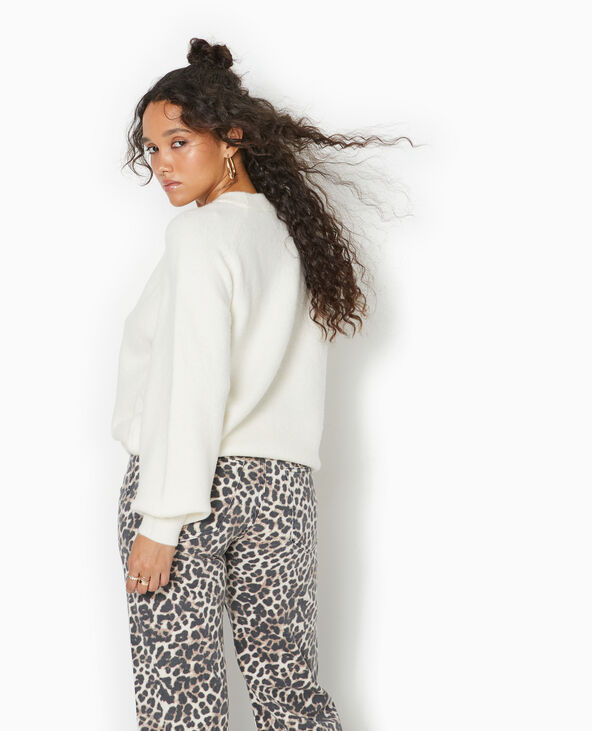 Pull oversize col rond manches raglan blanc - Pimkie
