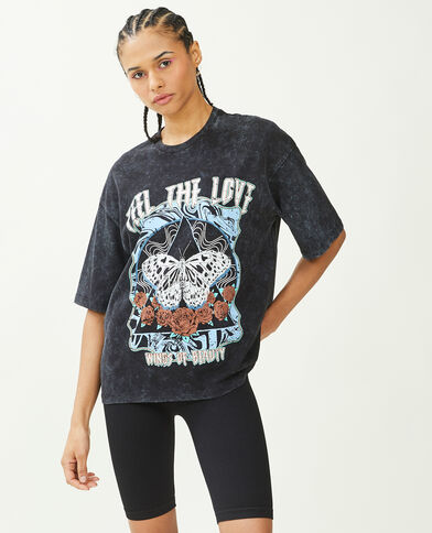 T-shirt imprimé oversize noir - Pimkie