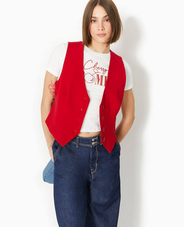Gilet barman city rouge - Pimkie