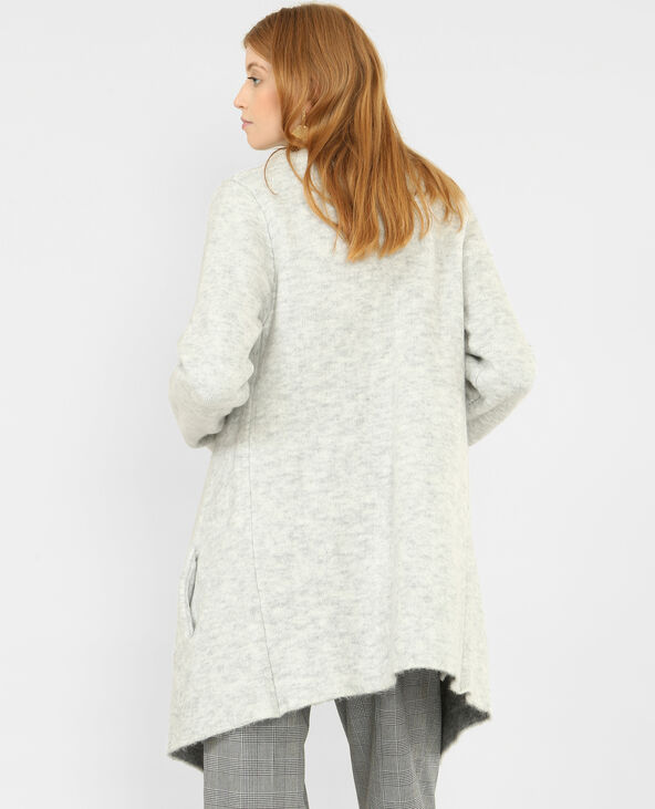 Long gilet à col châle gris chiné - Pimkie