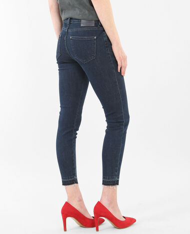 Jean skinny 7/8 taille haute bas décousus bleu marine - Pimkie
