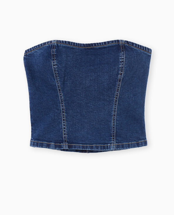 Top bustier en jean stretch bleu - Pimkie