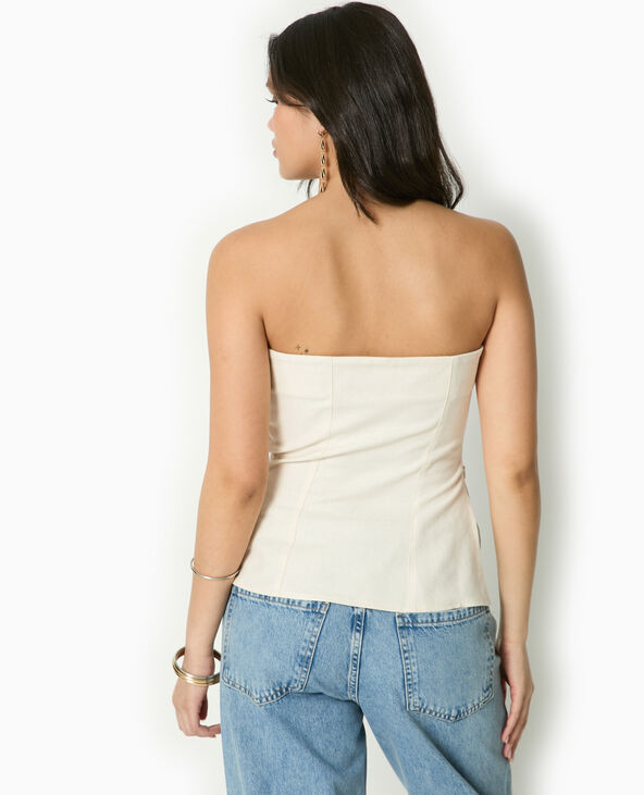 Top bustier avec fentes côtés blanc - Pimkie