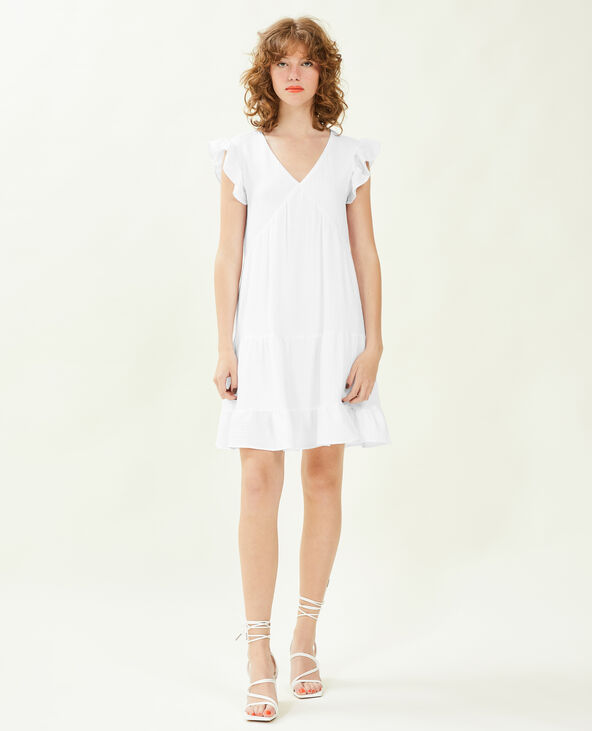 Robe courte tissu gaufré blanc - Pimkie