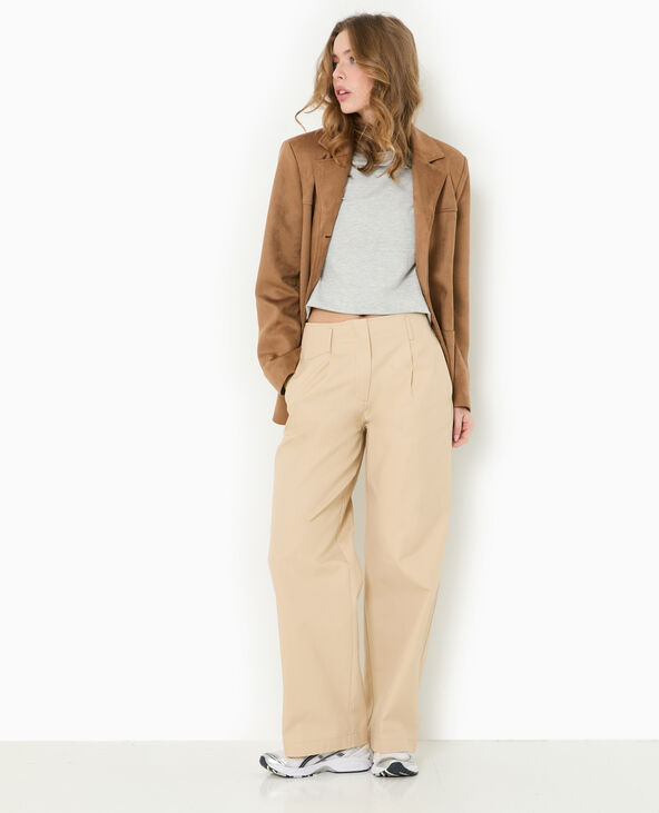 Pantalon en toile large et droit beige - Pimkie