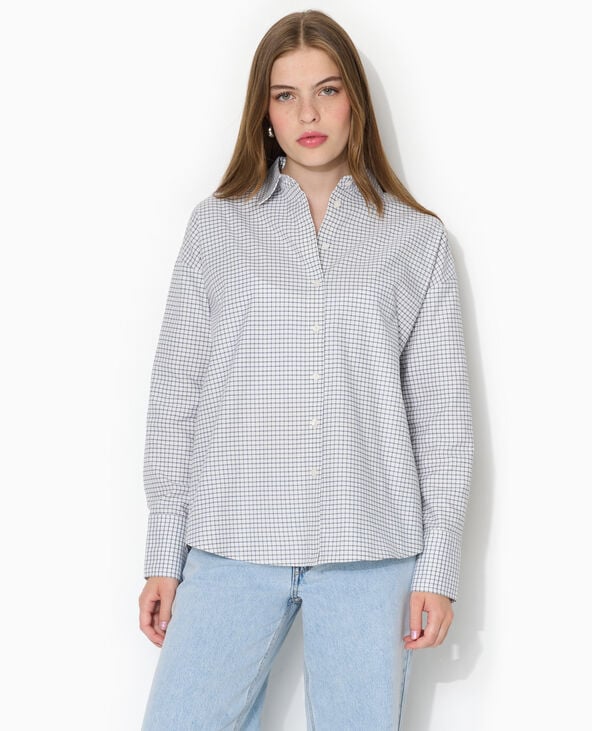 Chemise ample et droite à carreaux bleu - Pimkie