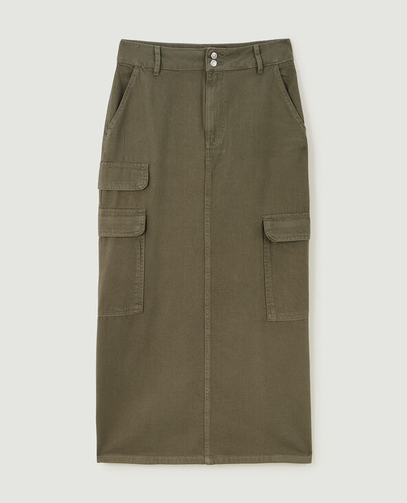 Jupe longue cargo en toile