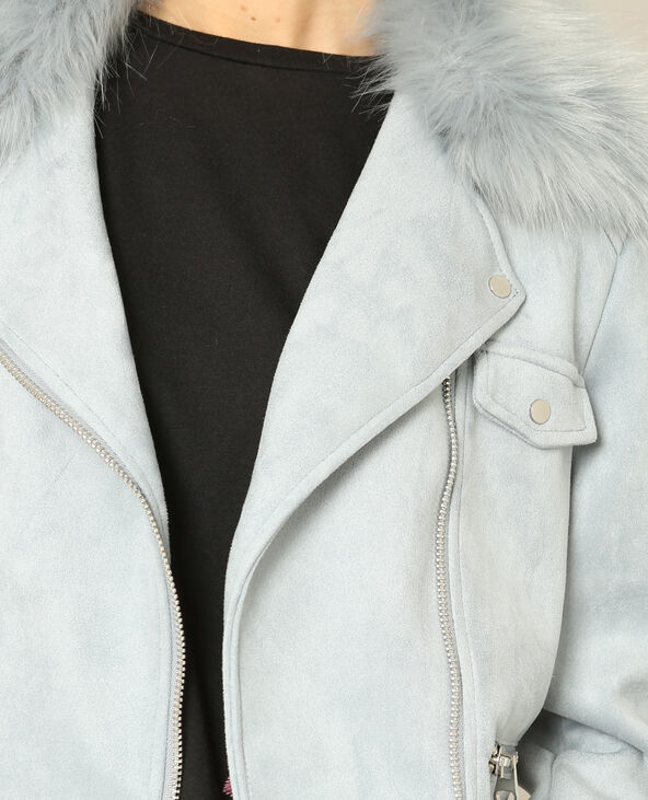 Veste col fausse fourrure bleu - Pimkie