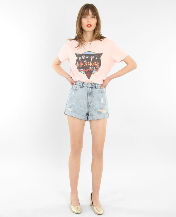 T-shirt licence Def Leppard rose clair - Pimkie