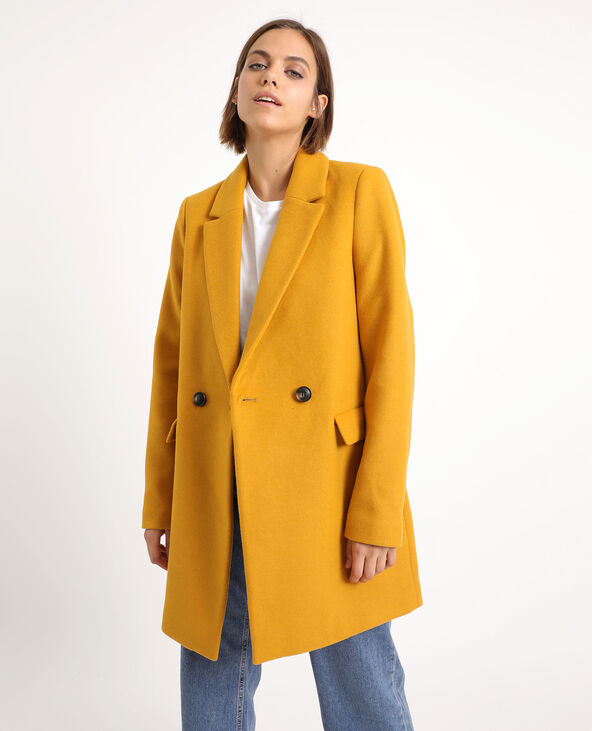 Manteau drap de laine jaune ocre - Pimkie