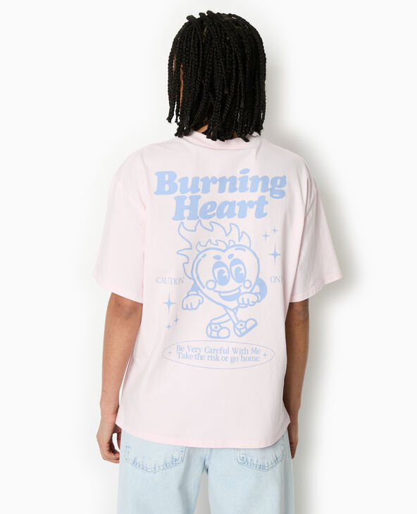 T-shirt oversize avec print poitrine et dos rose - Pimkie