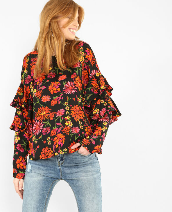 Blouse fluide imprimé fleuri noir - Pimkie
