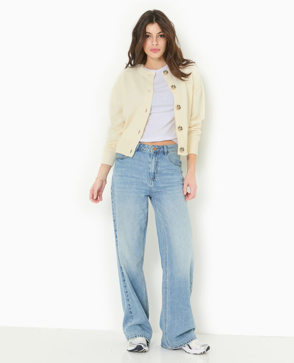 Gilet col rond avec gros boutons blanc - Pimkie