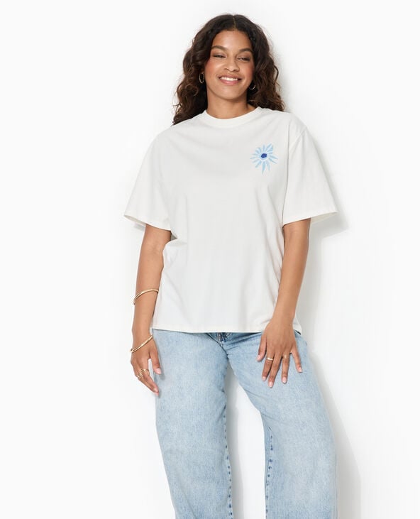 T-shirt oversize avec print poitrine et dos blanc - Pimkie