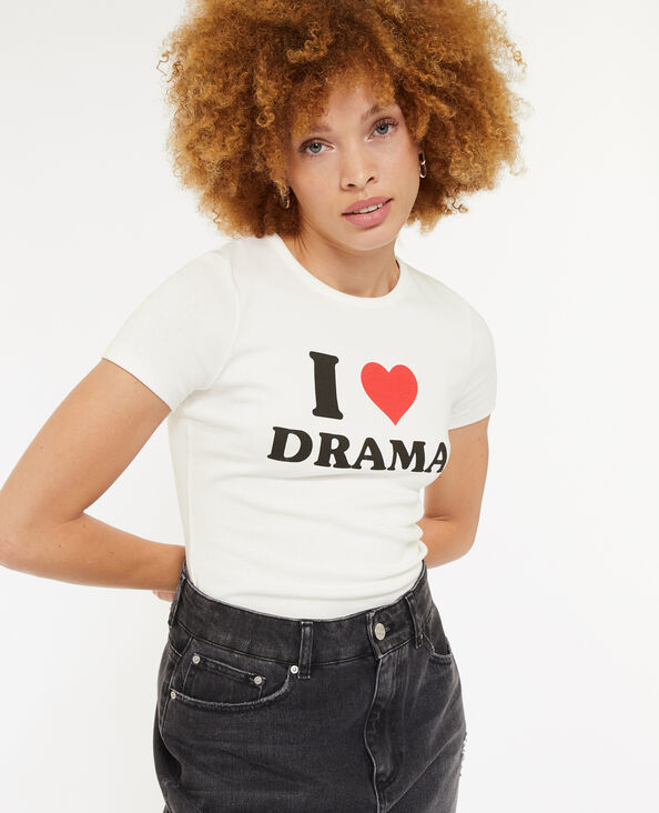 T-shirt cintré avec print blanc - Pimkie