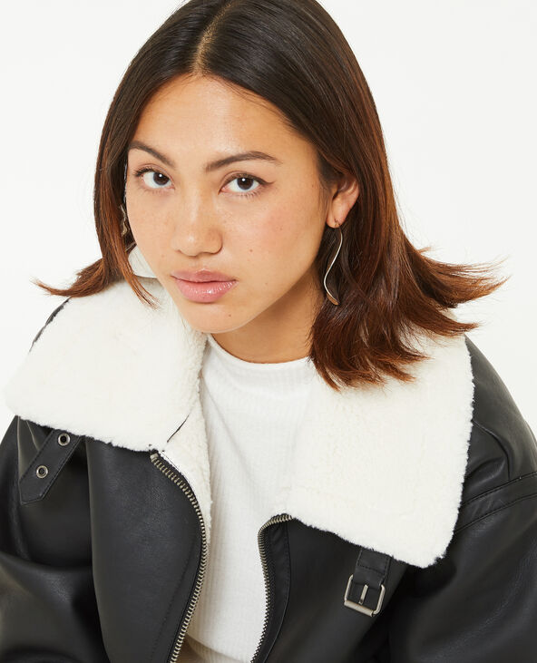 Blouson façon bombardier en simili cuir noir - Pimkie