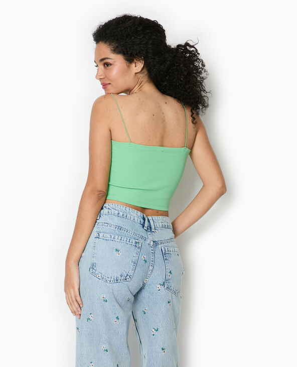 Top bandeau court avec bretelles fines vert clair - Pimkie