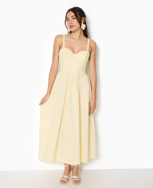 Robe longue encolure balconnet jaune - Pimkie