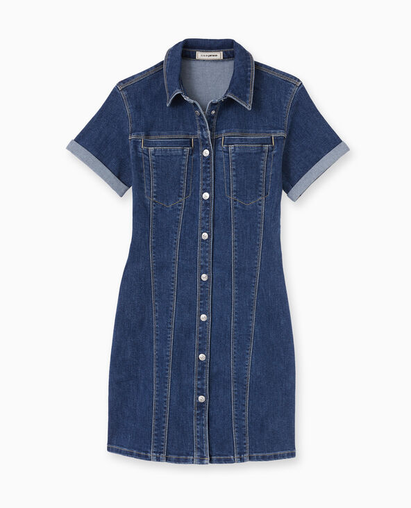 Robe courte et moulante en jean bleu - Pimkie
