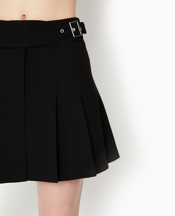 Mini jupe plissée avec ceinture noir - Pimkie