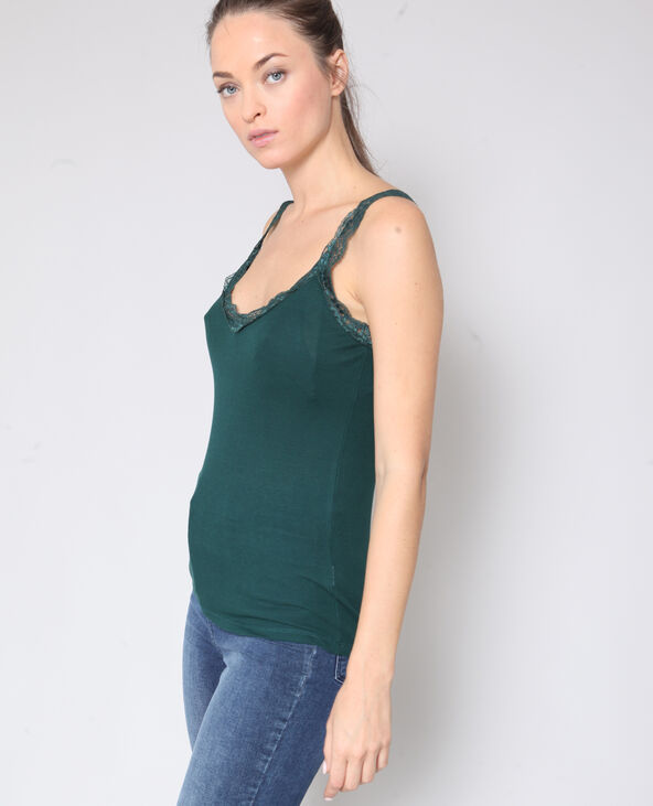 Débardeur dentelle vert foncé - Pimkie