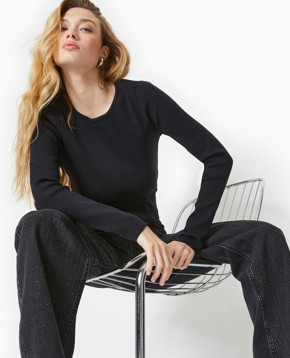 Jean droit avec strass noirs noir - Pimkie