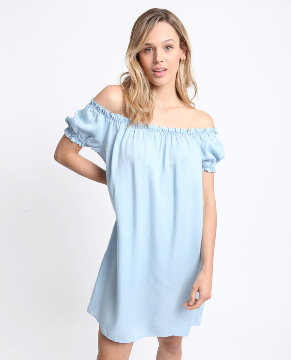 Robe à col bardot bleu clair - Pimkie