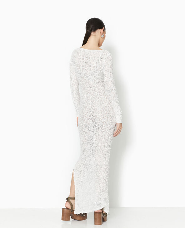 Robe longue en tissu dentelle reliéfé blanc - Pimkie
