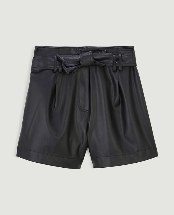 Short taille haute en simili cuir noir - Pimkie