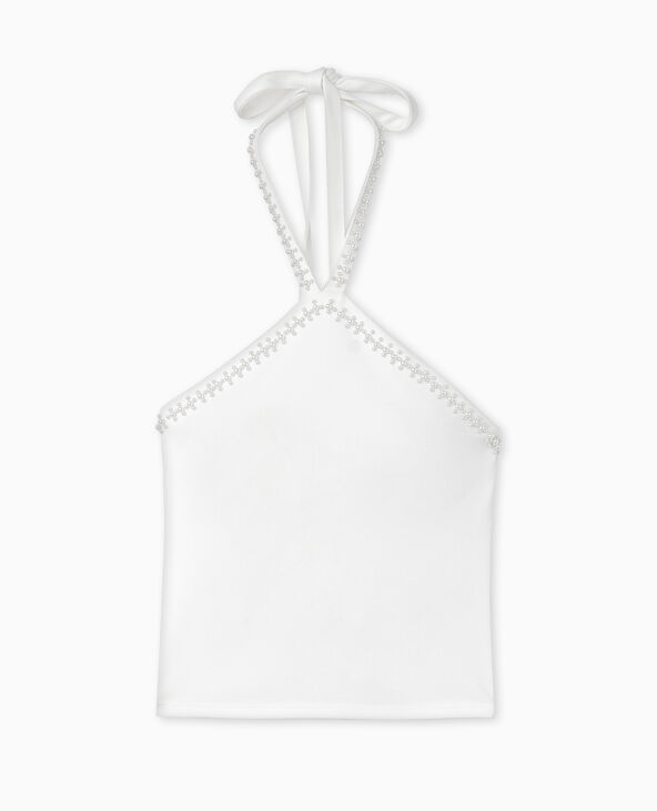 Top dos-nu avec détails perles blanc - Pimkie