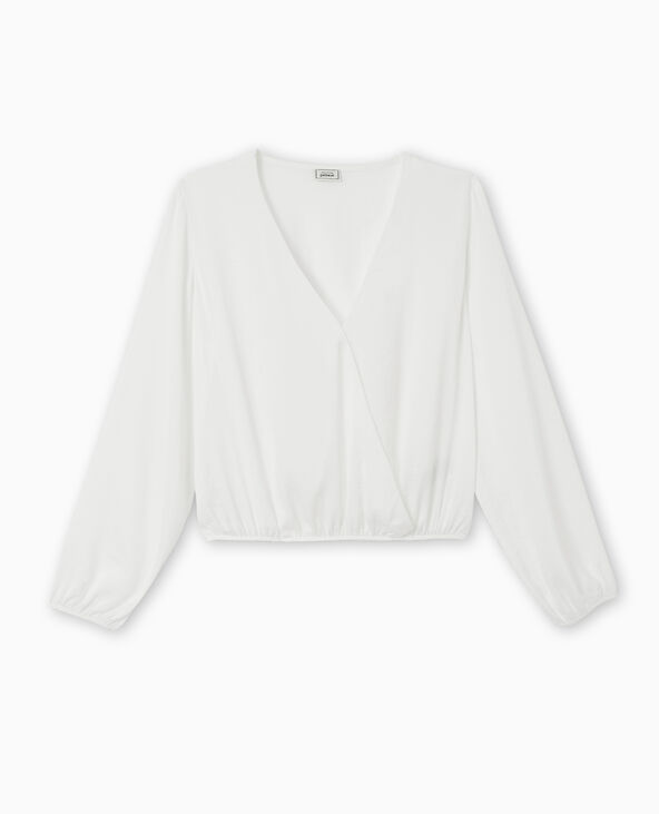 Blouse cache-cœur en tissu satiné blanc - Pimkie
