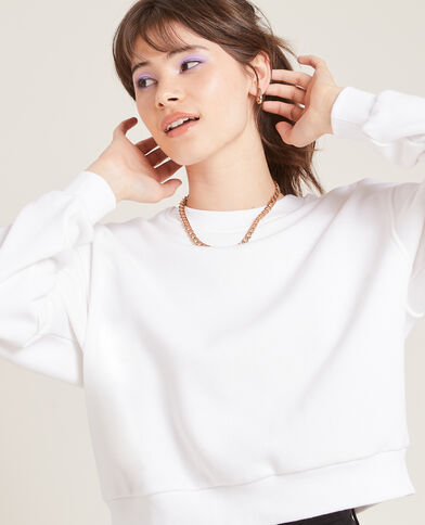 Sweat court en molleton blanc - Pimkie