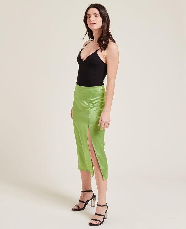 Jupe longue en satin vert - Pimkie